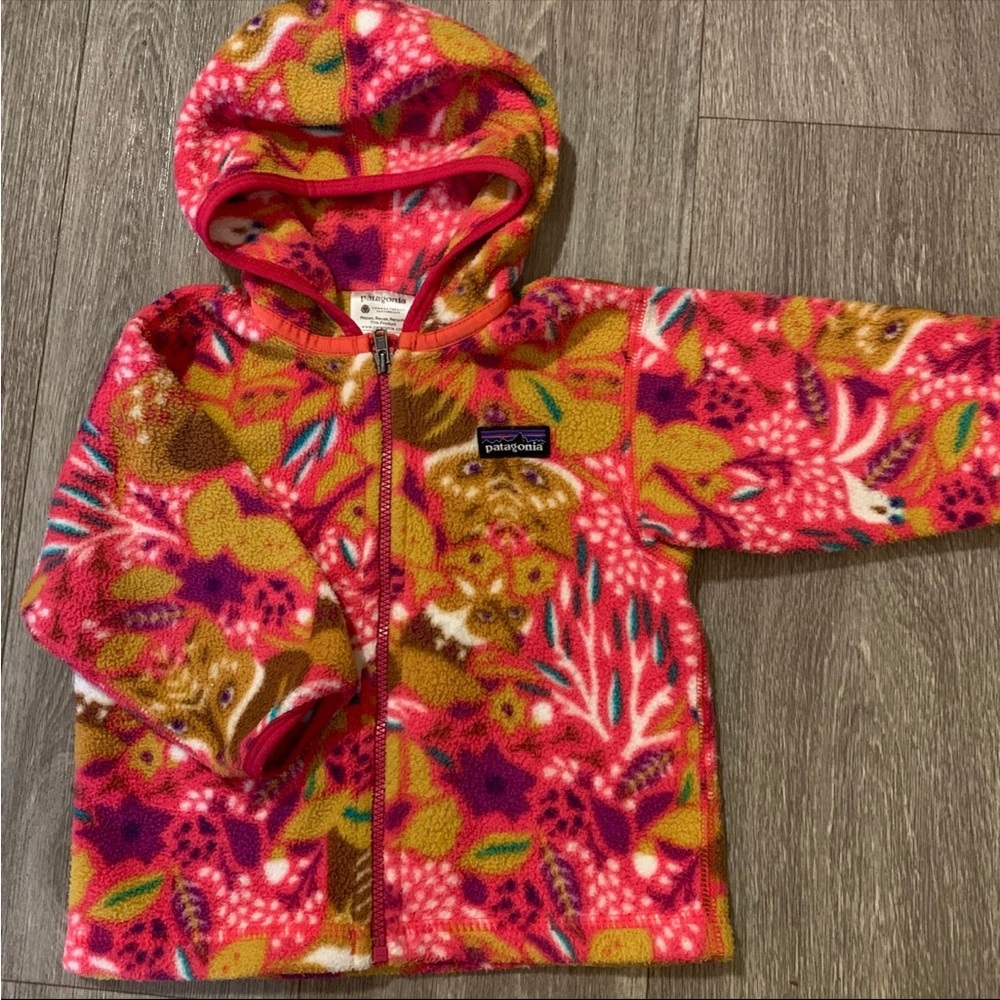 Patagonia Pink Fox Synchilla Fleece Zip Up Hoodie - Baby Girl Size 12 months